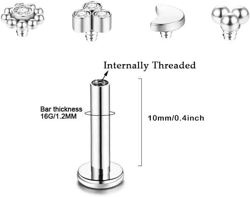 Gnoliew 16G 316L Stainless Steel Labret Monroe Lip Ring Studs Cartilage Helix Tragus Conch Daith Nose Piercing Jewelry.