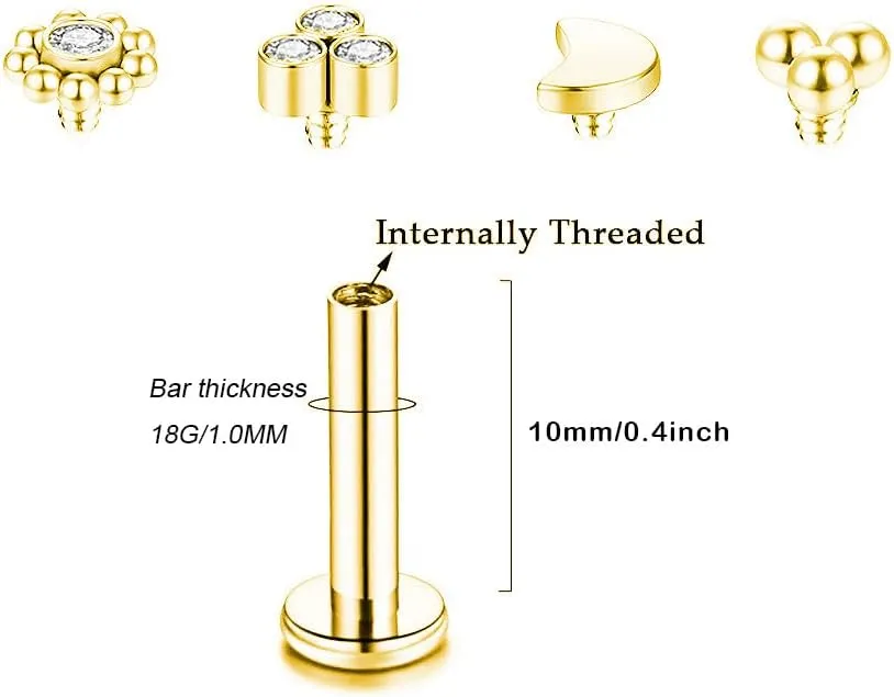 Gnoliew 16G 316L Stainless Steel Labret Monroe Lip Ring Studs Cartilage Helix Tragus Conch Daith Nose Piercing Jewelry.