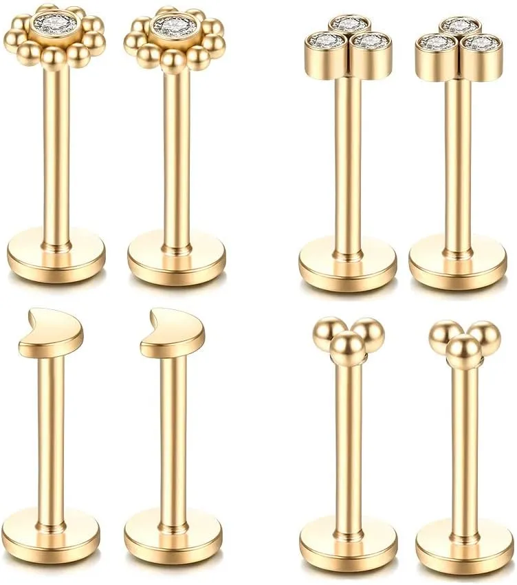 Gnoliew 16G 316L Stainless Steel Labret Monroe Lip Ring Studs Cartilage Helix Tragus Conch Daith Nose Piercing Jewelry.