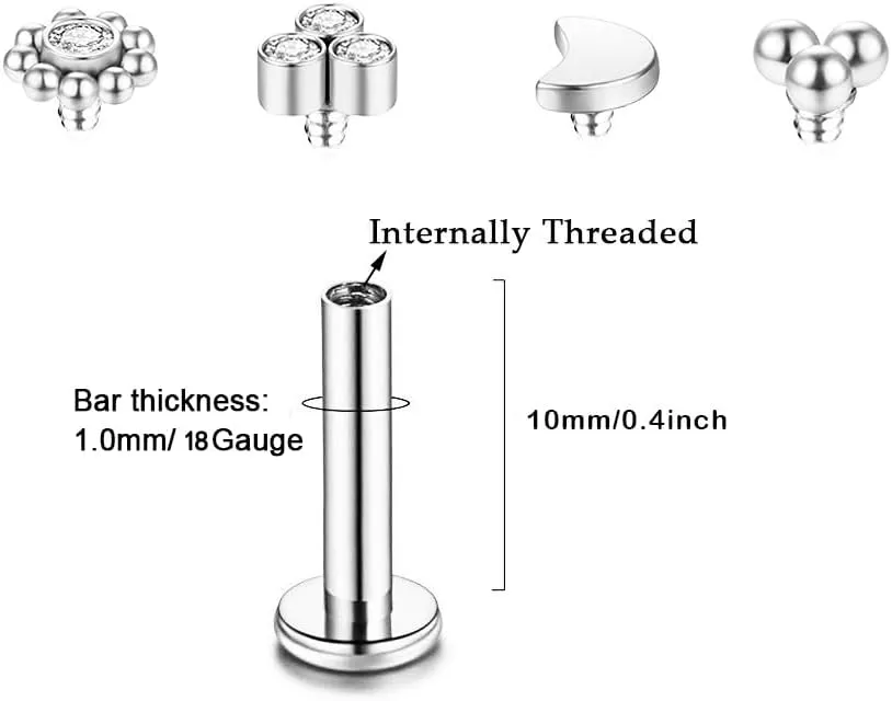 Gnoliew 16G 316L Stainless Steel Labret Monroe Lip Ring Studs Cartilage Helix Tragus Conch Daith Nose Piercing Jewelry.