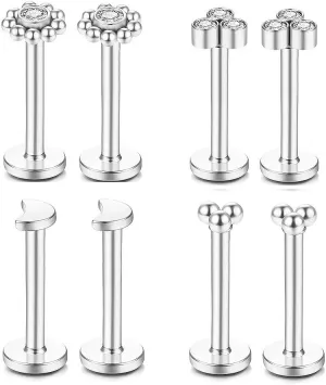 Gnoliew 16G 316L Stainless Steel Labret Monroe Lip Ring Studs Cartilage Helix Tragus Conch Daith Nose Piercing Jewelry.