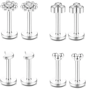 Gnoliew 16G 316L Stainless Steel Labret Monroe Lip Ring Studs Cartilage Helix Tragus Conch Daith Nose Piercing Jewelry.
