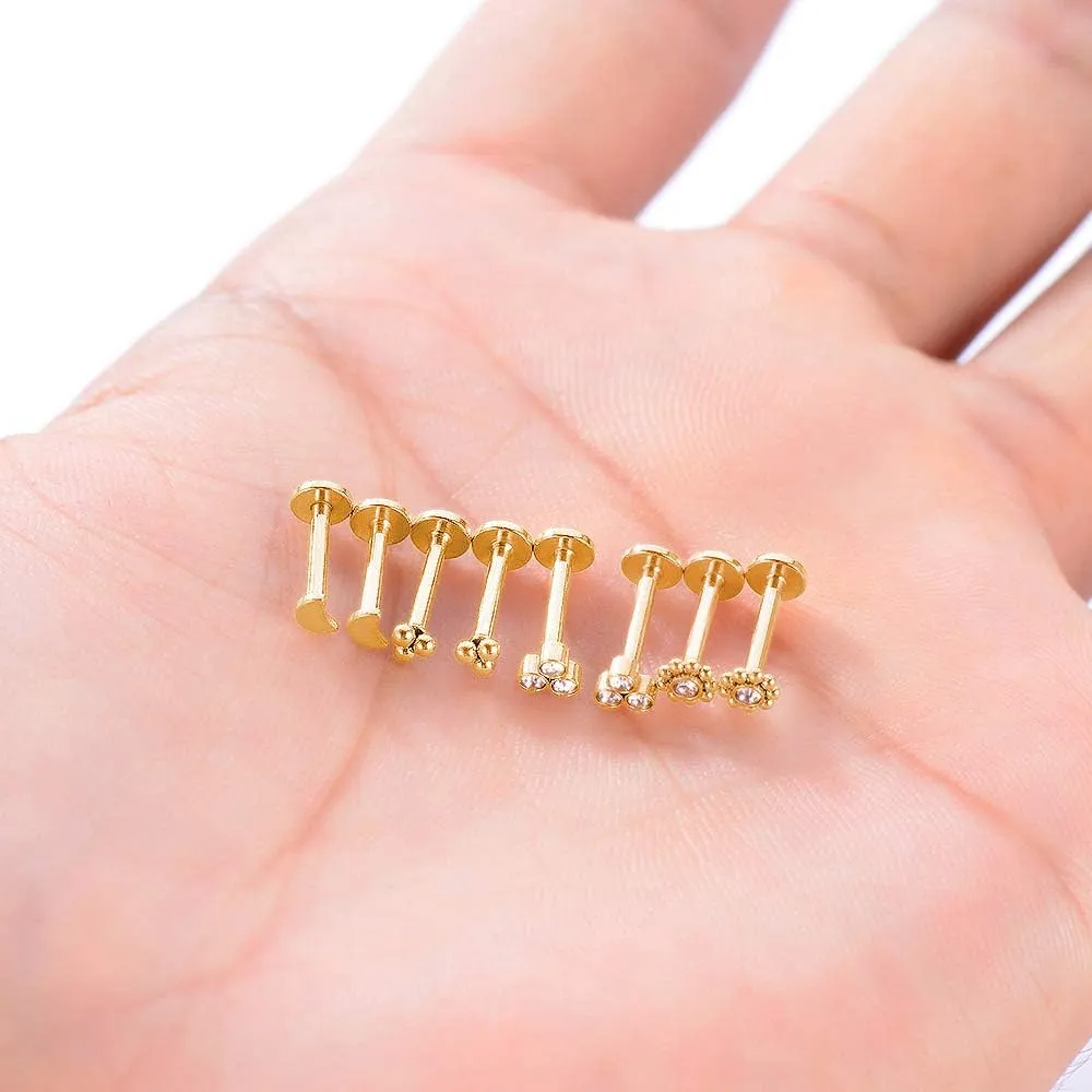 Gnoliew 16G 316L Stainless Steel Labret Monroe Lip Ring Studs Cartilage Helix Tragus Conch Daith Nose Piercing Jewelry.