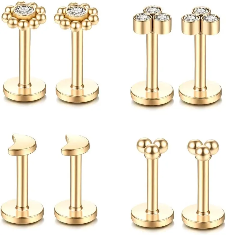 Gnoliew 16G 316L Stainless Steel Labret Monroe Lip Ring Studs Cartilage Helix Tragus Conch Daith Nose Piercing Jewelry.