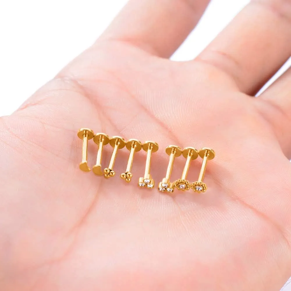 Gnoliew 16G 316L Stainless Steel Labret Monroe Lip Ring Studs Cartilage Helix Tragus Conch Daith Nose Piercing Jewelry.