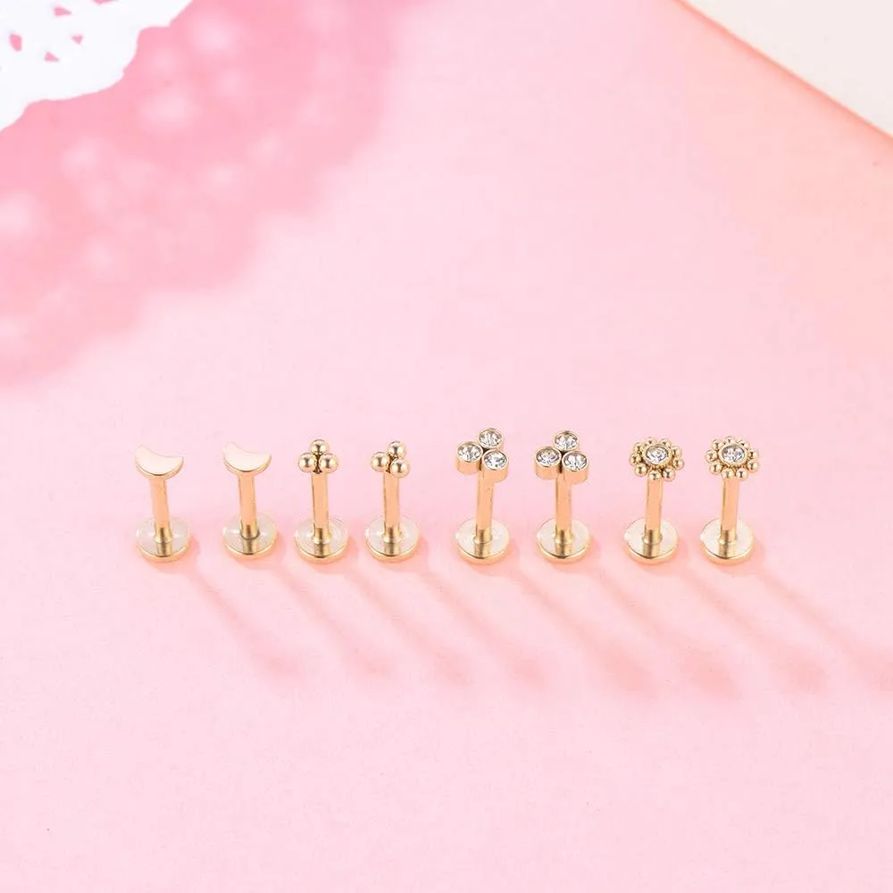 Gnoliew 16G 316L Stainless Steel Labret Monroe Lip Ring Studs Cartilage Helix Tragus Conch Daith Nose Piercing Jewelry.