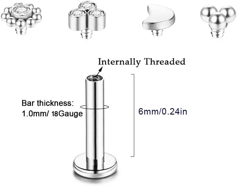 Gnoliew 16G 316L Stainless Steel Labret Monroe Lip Ring Studs Cartilage Helix Tragus Conch Daith Nose Piercing Jewelry.