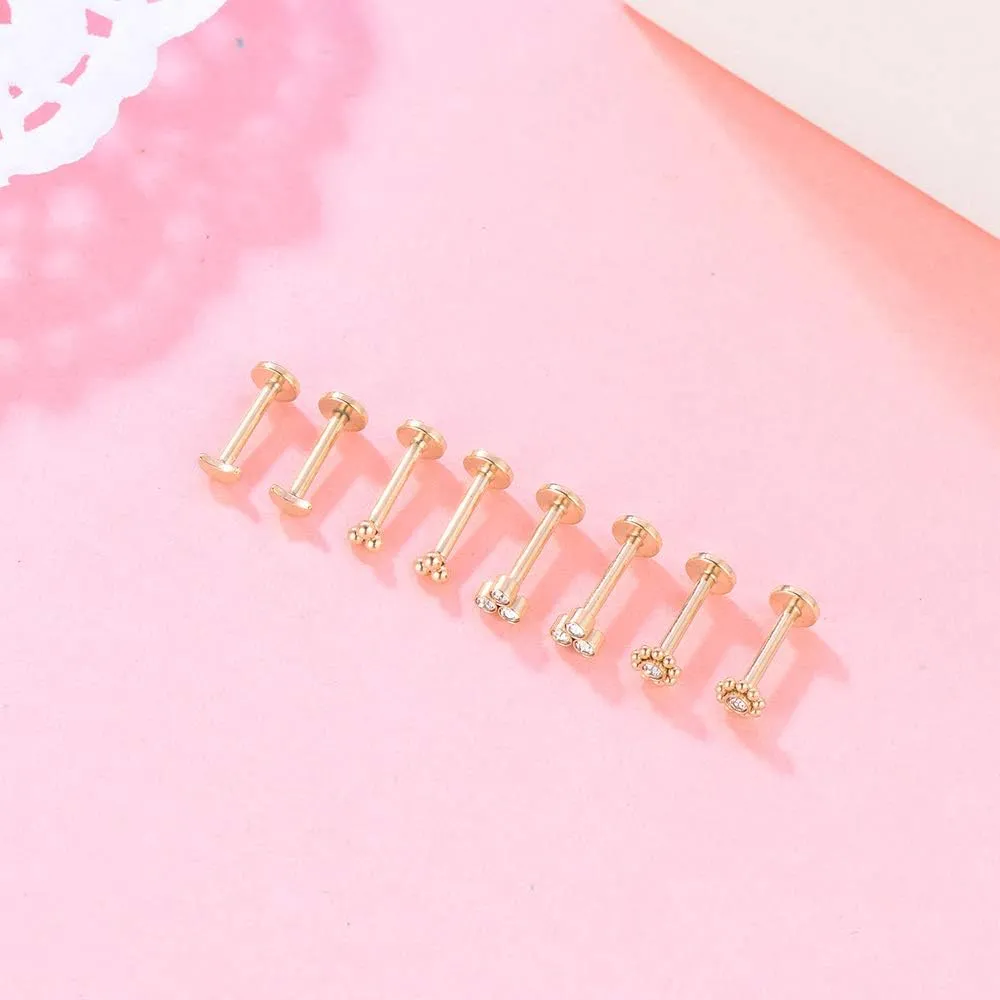 Gnoliew 16G 316L Stainless Steel Labret Monroe Lip Ring Studs Cartilage Helix Tragus Conch Daith Nose Piercing Jewelry.