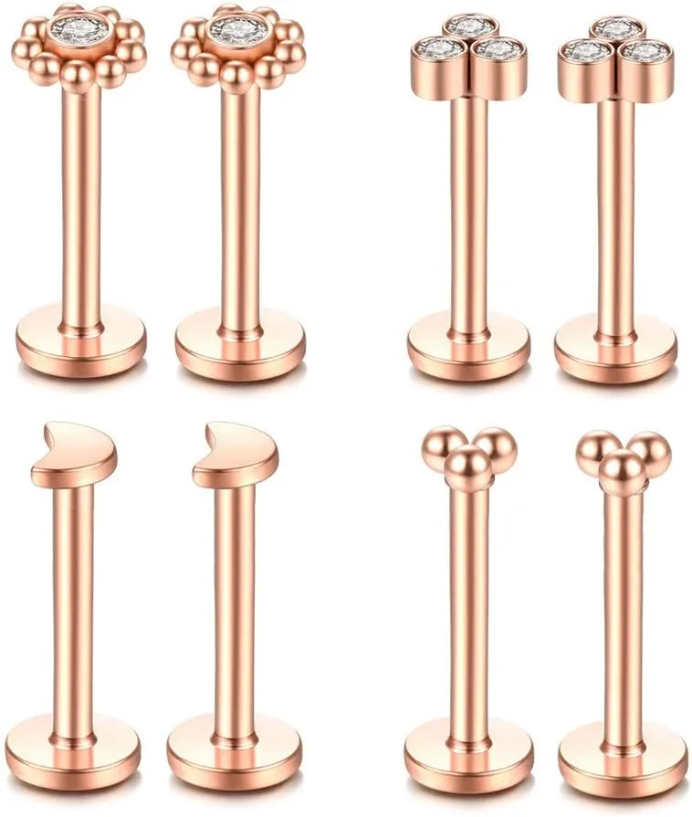 Gnoliew 16G 316L Stainless Steel Labret Monroe Lip Ring Studs Cartilage Helix Tragus Conch Daith Nose Piercing Jewelry.