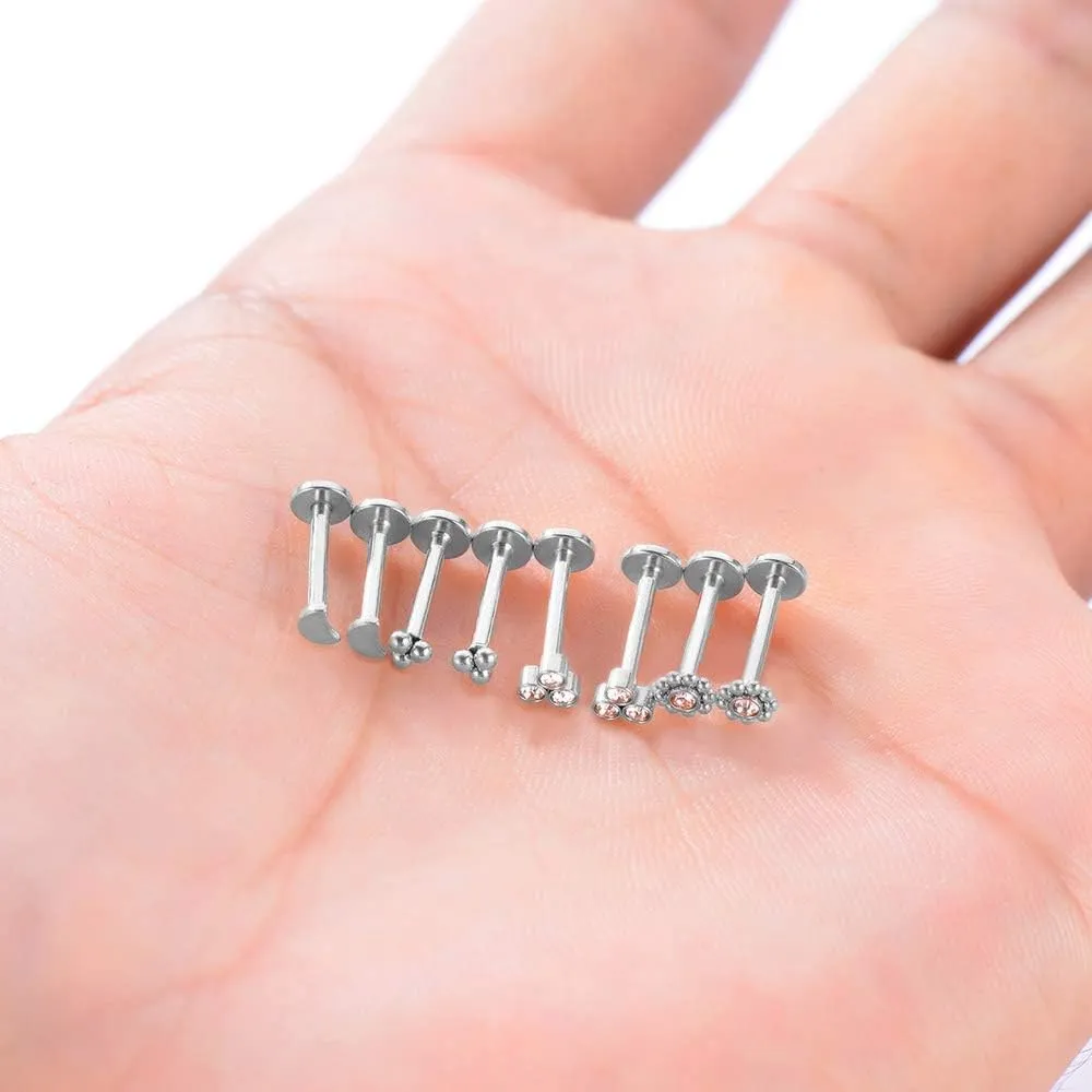 Gnoliew 16G 316L Stainless Steel Labret Monroe Lip Ring Studs Cartilage Helix Tragus Conch Daith Nose Piercing Jewelry.