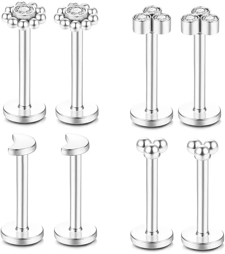 Gnoliew 16G 316L Stainless Steel Labret Monroe Lip Ring Studs Cartilage Helix Tragus Conch Daith Nose Piercing Jewelry.