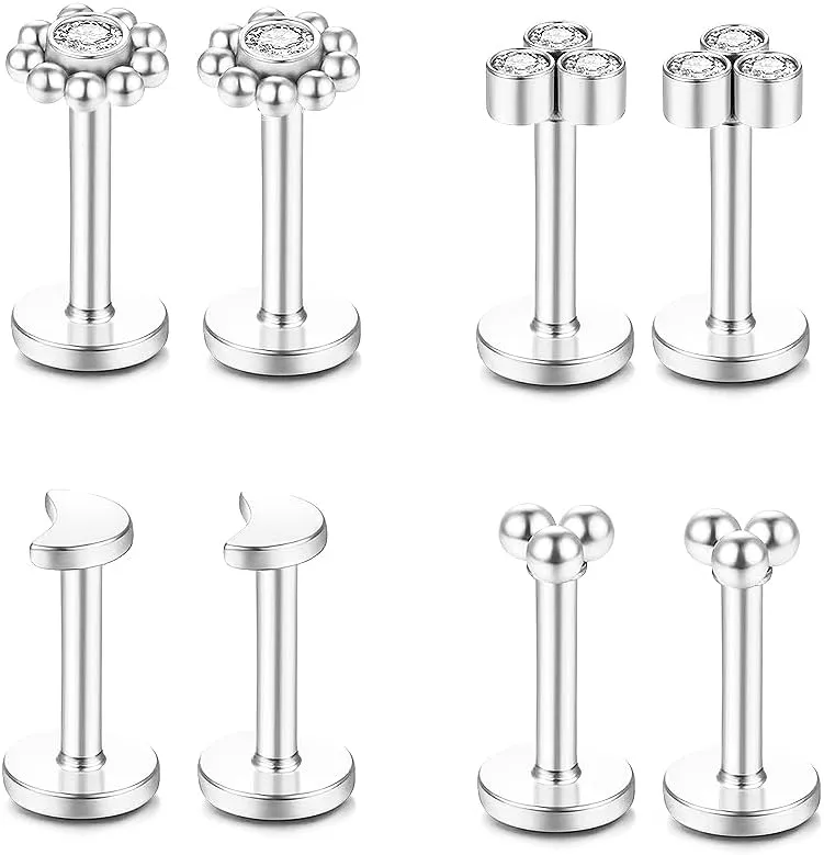Gnoliew 16G 316L Stainless Steel Labret Monroe Lip Ring Studs Cartilage Helix Tragus Conch Daith Nose Piercing Jewelry.