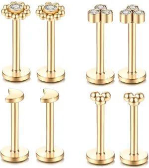 Gnoliew 16G 316L Stainless Steel Labret Monroe Lip Ring Studs Cartilage Helix Tragus Conch Daith Nose Piercing Jewelry.