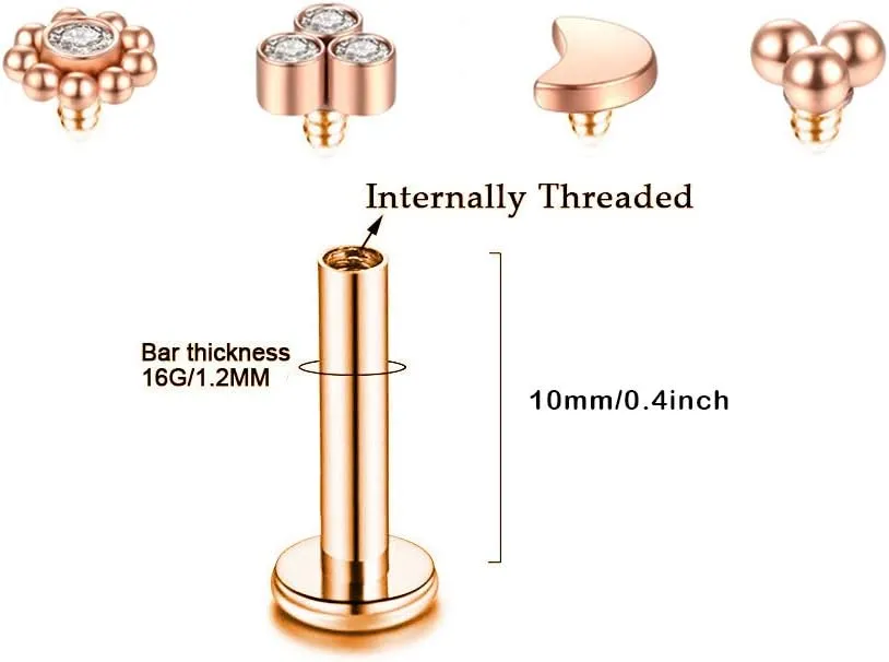 Gnoliew 16G 316L Stainless Steel Labret Monroe Lip Ring Studs Cartilage Helix Tragus Conch Daith Nose Piercing Jewelry.
