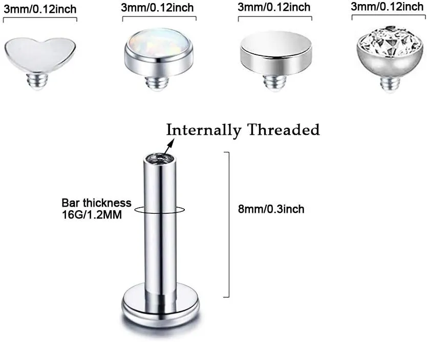 Gnoliew 16G 316L Stainless Steel Labret Monroe Lip Ring Studs Cartilage Helix Tragus Nose Piercing