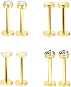 Gnoliew 16G 316L Stainless Steel Labret Monroe Lip Ring Studs Cartilage Helix Tragus Nose Piercing