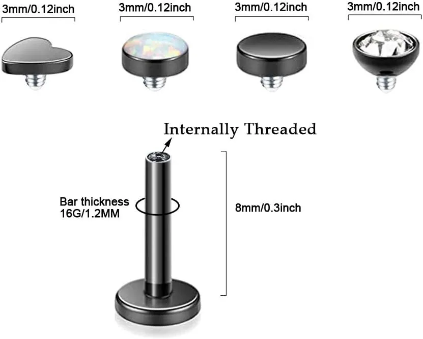 Gnoliew 16G 316L Stainless Steel Labret Monroe Lip Ring Studs Cartilage Helix Tragus Nose Piercing