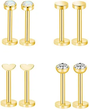 Gnoliew 16G 316L Stainless Steel Labret Monroe Lip Ring Studs Cartilage Helix Tragus Nose Piercing