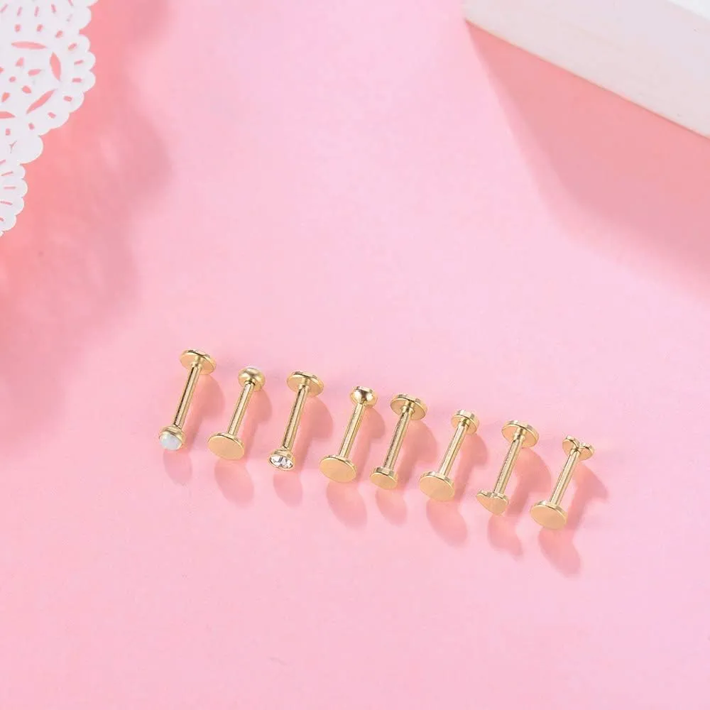 Gnoliew 16G 316L Stainless Steel Labret Monroe Lip Ring Studs Cartilage Helix Tragus Nose Piercing