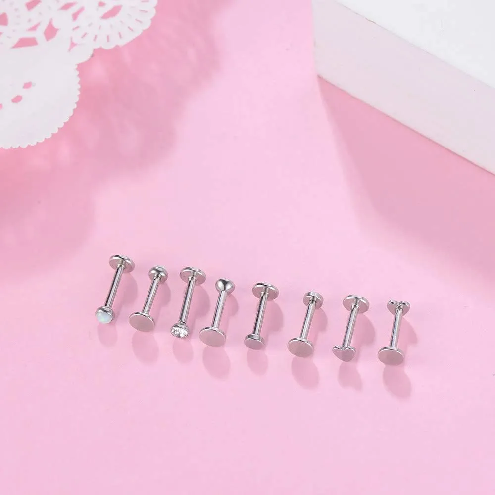 Gnoliew 16G 316L Stainless Steel Labret Monroe Lip Ring Studs Cartilage Helix Tragus Nose Piercing