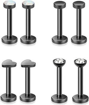 Gnoliew 16G 316L Stainless Steel Labret Monroe Lip Ring Studs Cartilage Helix Tragus Nose Piercing