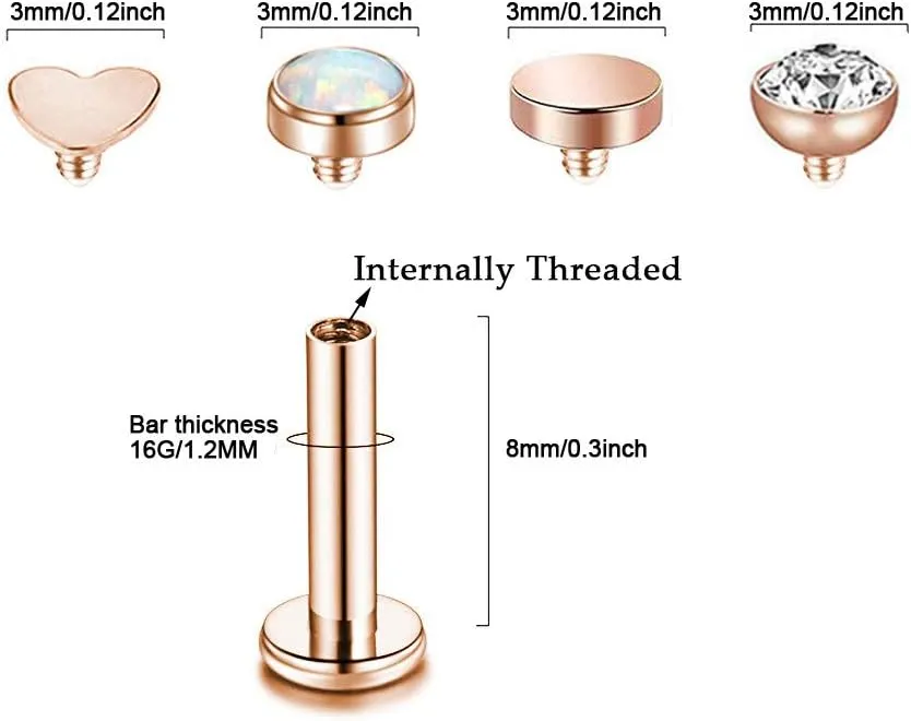 Gnoliew 16G 316L Stainless Steel Labret Monroe Lip Ring Studs Cartilage Helix Tragus Nose Piercing