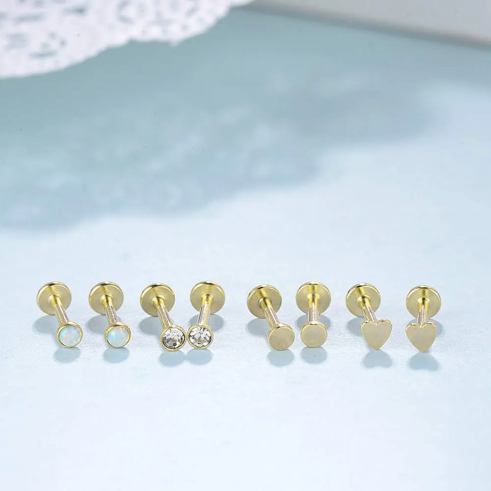 Gnoliew 16G 316L Stainless Steel Labret Monroe Lip Ring Studs Cartilage Helix Tragus Nose Piercing