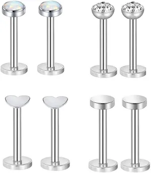 Gnoliew 16G 316L Stainless Steel Labret Monroe Lip Ring Studs Cartilage Helix Tragus Nose Piercing