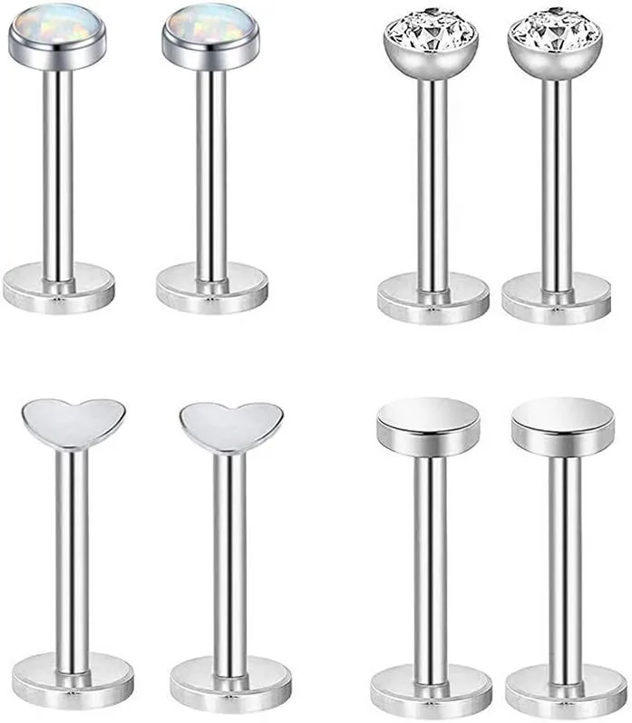 Gnoliew 16G 316L Stainless Steel Labret Monroe Lip Ring Studs Cartilage Helix Tragus Nose Piercing