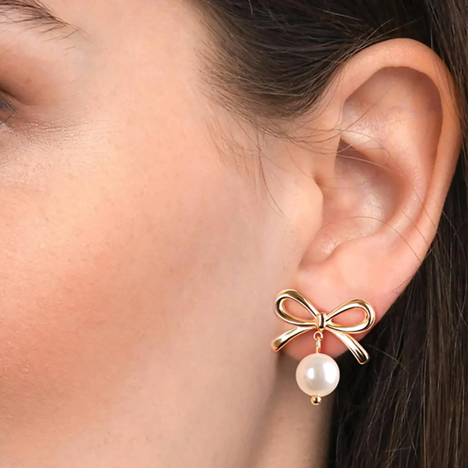 Gold Bow Earrings for Women Trendy 18K Gold Plated Ribbon Bow Knot Stud Earrings Statement Earrings for Teen Girls Gold Jewelry for Women Gifts for Her Sister Girlfriend