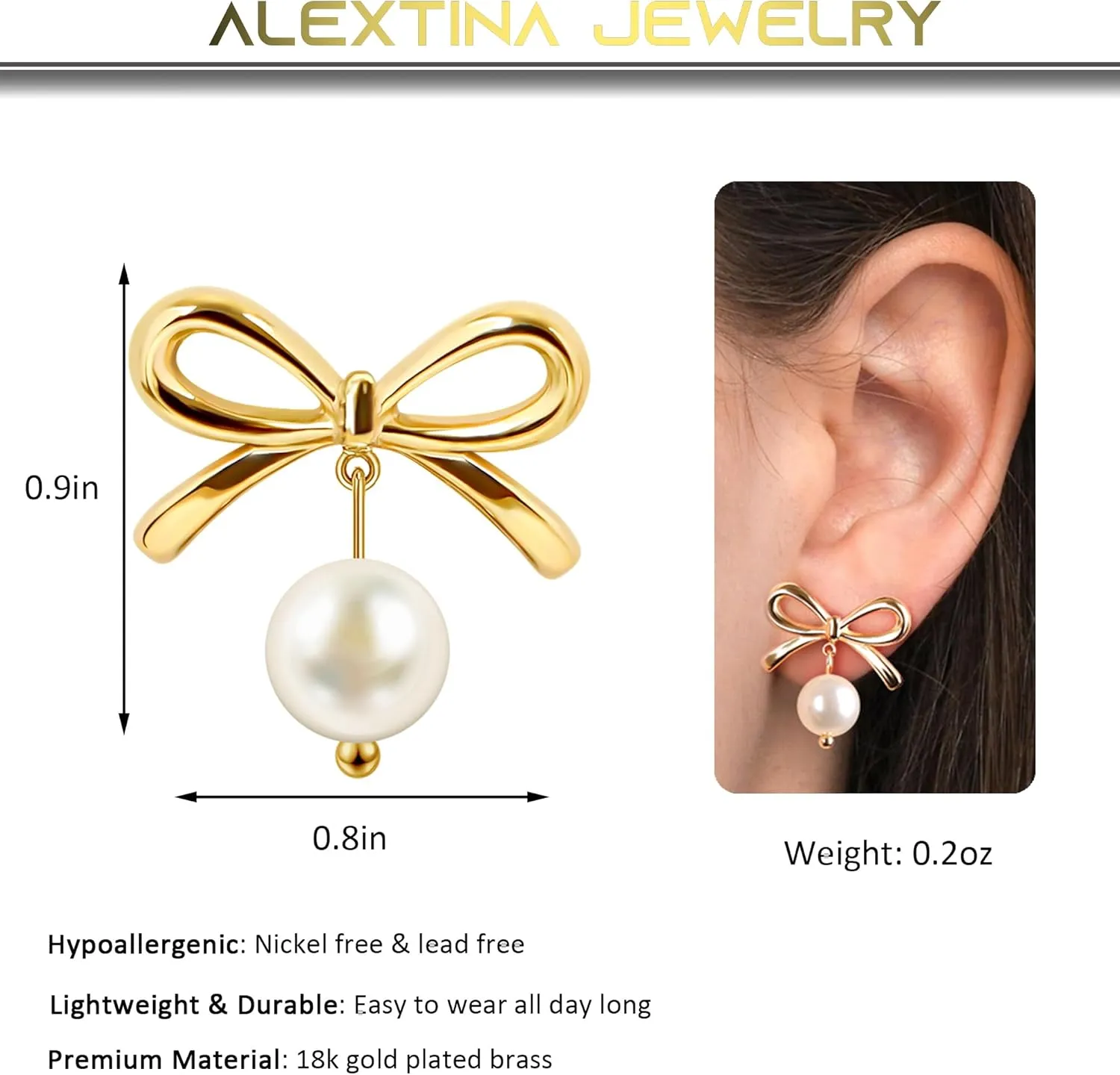 Gold Bow Earrings for Women Trendy 18K Gold Plated Ribbon Bow Knot Stud Earrings Statement Earrings for Teen Girls Gold Jewelry for Women Gifts for Her Sister Girlfriend