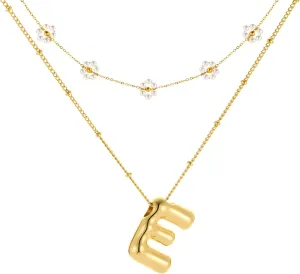 Gold Bubble Letter Necklace for Women, 14k Gold Plated Balloon Initial Letter Pendant Necklace Dainty Charm Initial Necklaces for Women Trendy Chunky Custom Name Necklace Gold Jewelry for Women