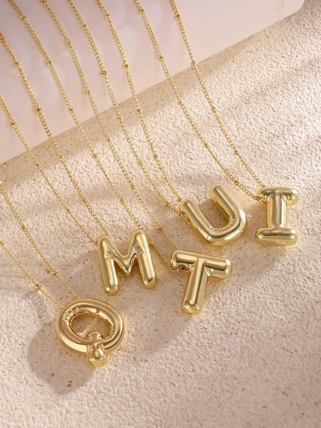 Gold Bubble Letter Necklace for Women, 14k Gold Plated Balloon Initial Letter Pendant Necklace Dainty Charm Initial Necklaces for Women Trendy Chunky Custom Name Necklace Gold Jewelry for Women
