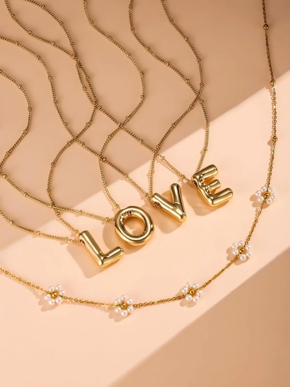 Gold Bubble Letter Necklace for Women, 14k Gold Plated Balloon Initial Letter Pendant Necklace Dainty Charm Initial Necklaces for Women Trendy Chunky Custom Name Necklace Gold Jewelry for Women