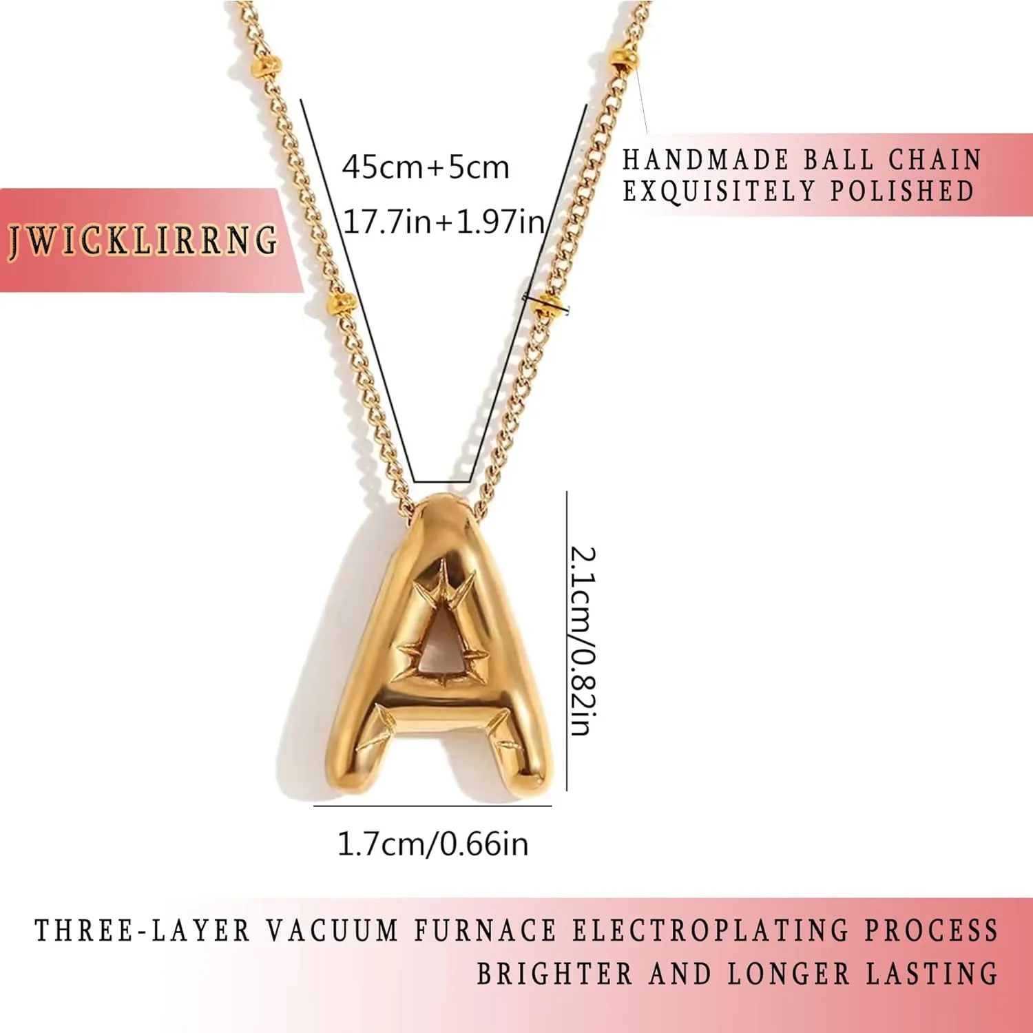 Gold Bubble Letter Necklace for Women, 14k Gold Plated Balloon Initial Letter Pendant Necklace Dainty Charm Initial Necklaces for Women Trendy Chunky Custom Name Necklace Gold Jewelry for Women