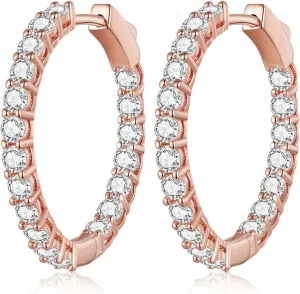 Gold Hoop Earrings for Women 14K Gold Plated Cubic Zirconia Hoop Earrings for Women 30mm Diamond Hoop Earrings Valentine's Day Mother's Day Birthday Jewelry Gift for Women
