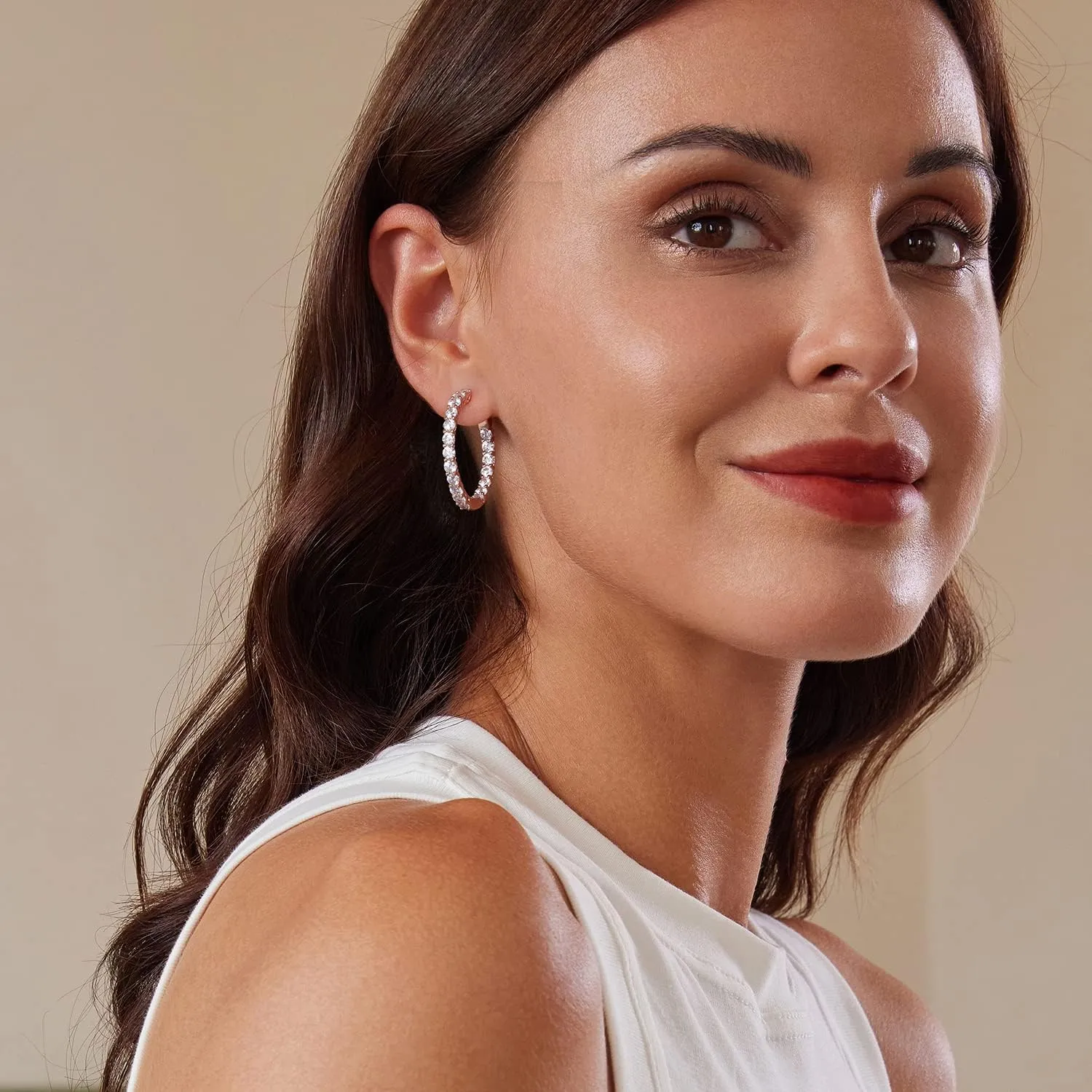 Gold Hoop Earrings for Women 14K Gold Plated Cubic Zirconia Hoop Earrings for Women 30mm Diamond Hoop Earrings Valentine's Day Mother's Day Birthday Jewelry Gift for Women