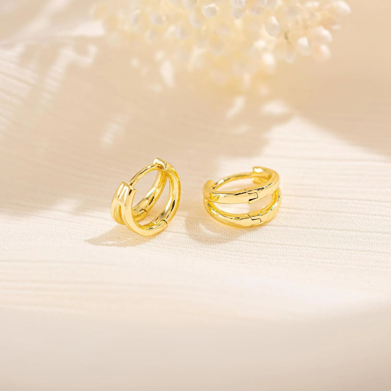 Gold Huggie Earrings for Women, 14k Real Gold Plated Hoop Earrings Hypoallergenic Lightweight Hoops Gifts