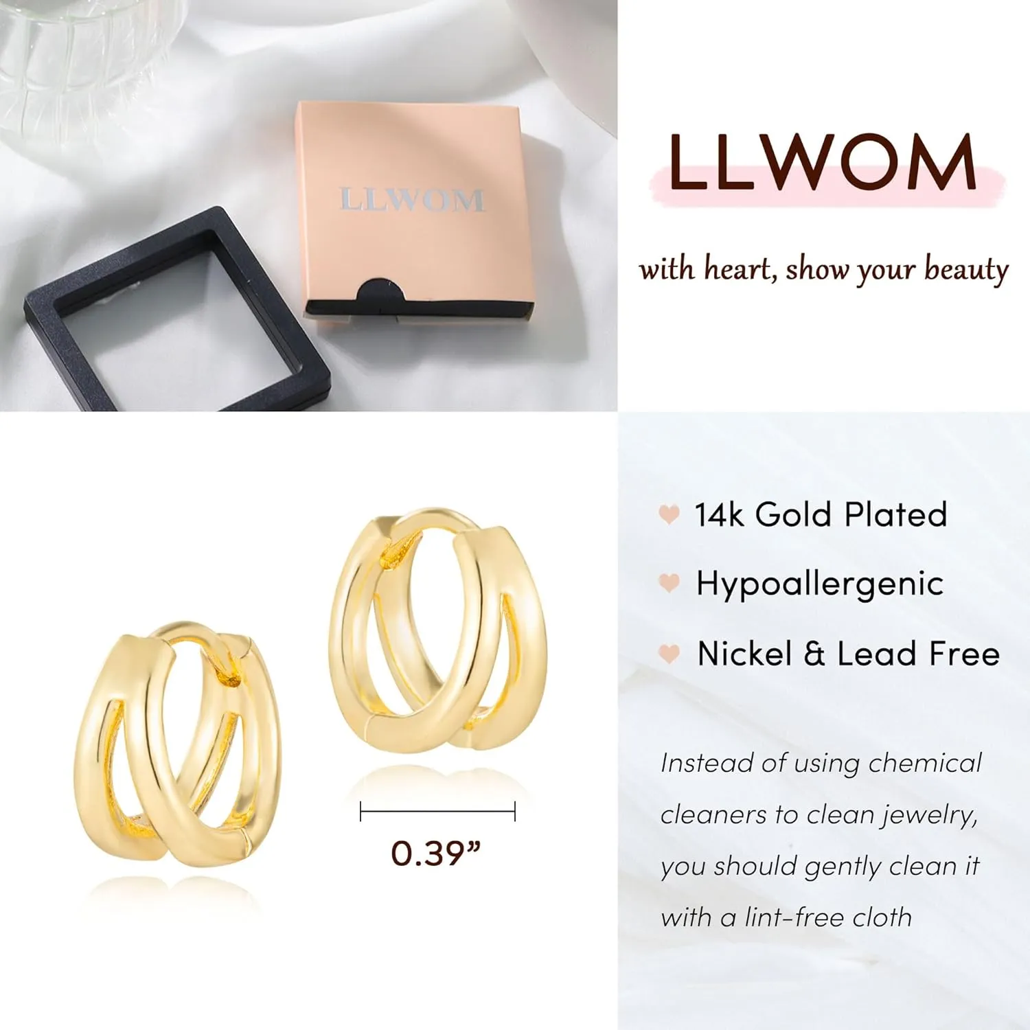 Gold Huggie Earrings for Women, 14k Real Gold Plated Hoop Earrings Hypoallergenic Lightweight Hoops Gifts