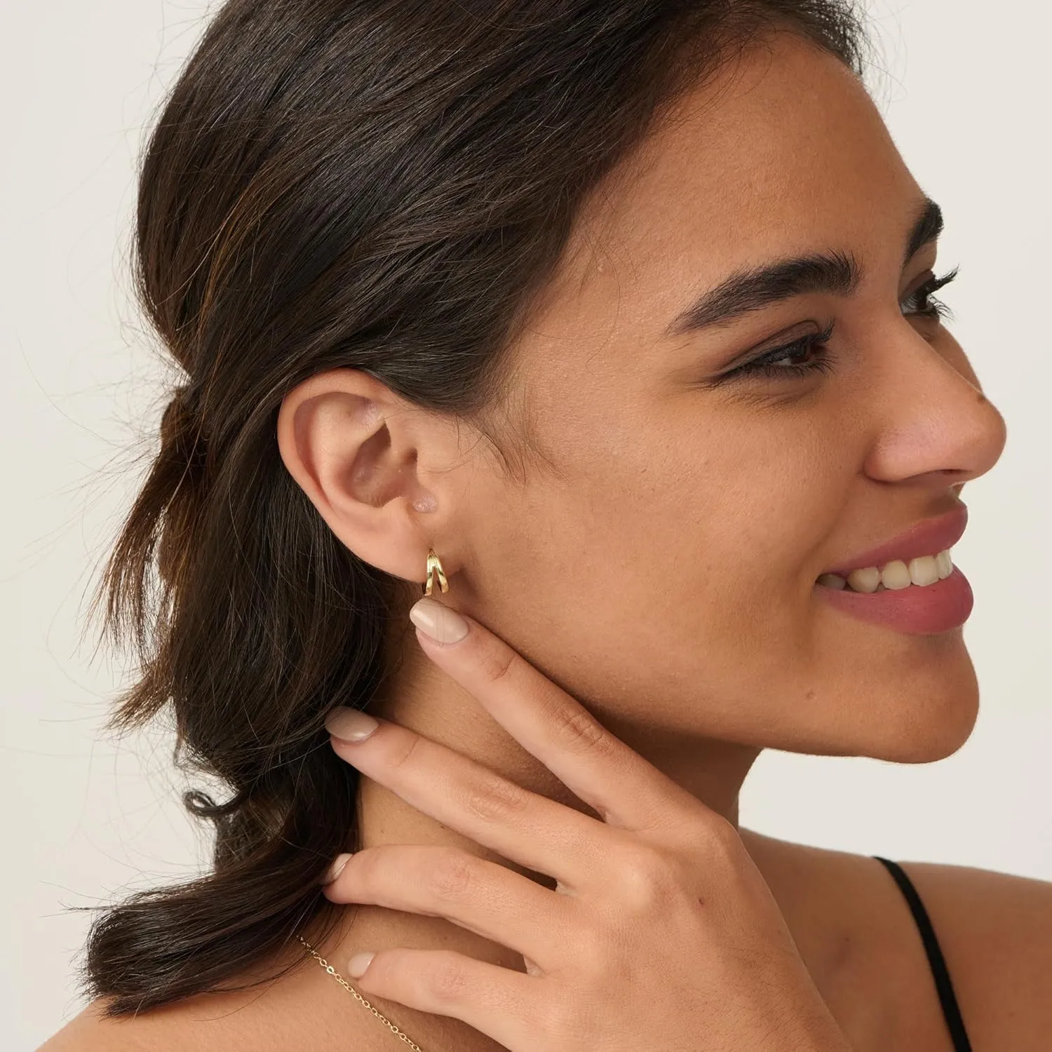 Gold Huggie Earrings for Women, 14k Real Gold Plated Hoop Earrings Hypoallergenic Lightweight Hoops Gifts