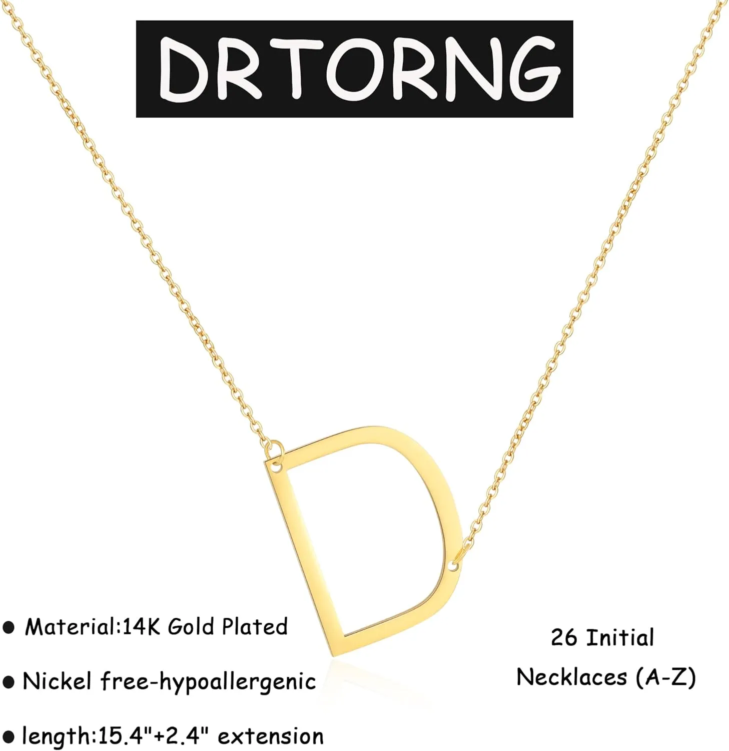 Gold Initial Necklaces for Women 14K Gold Plated Dainty Sideways Letter Necklace Trendy Personalized Monogram Name A-Z Pendant Choker Necklace Gold Jewelry for Women Gifts