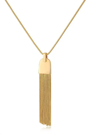 Gold Necklace For Women With Tassel Pendant Chain Necklace Gold Plated Necklace Shiny Silver Long Y-shaped Necklace Fashion Jewelry