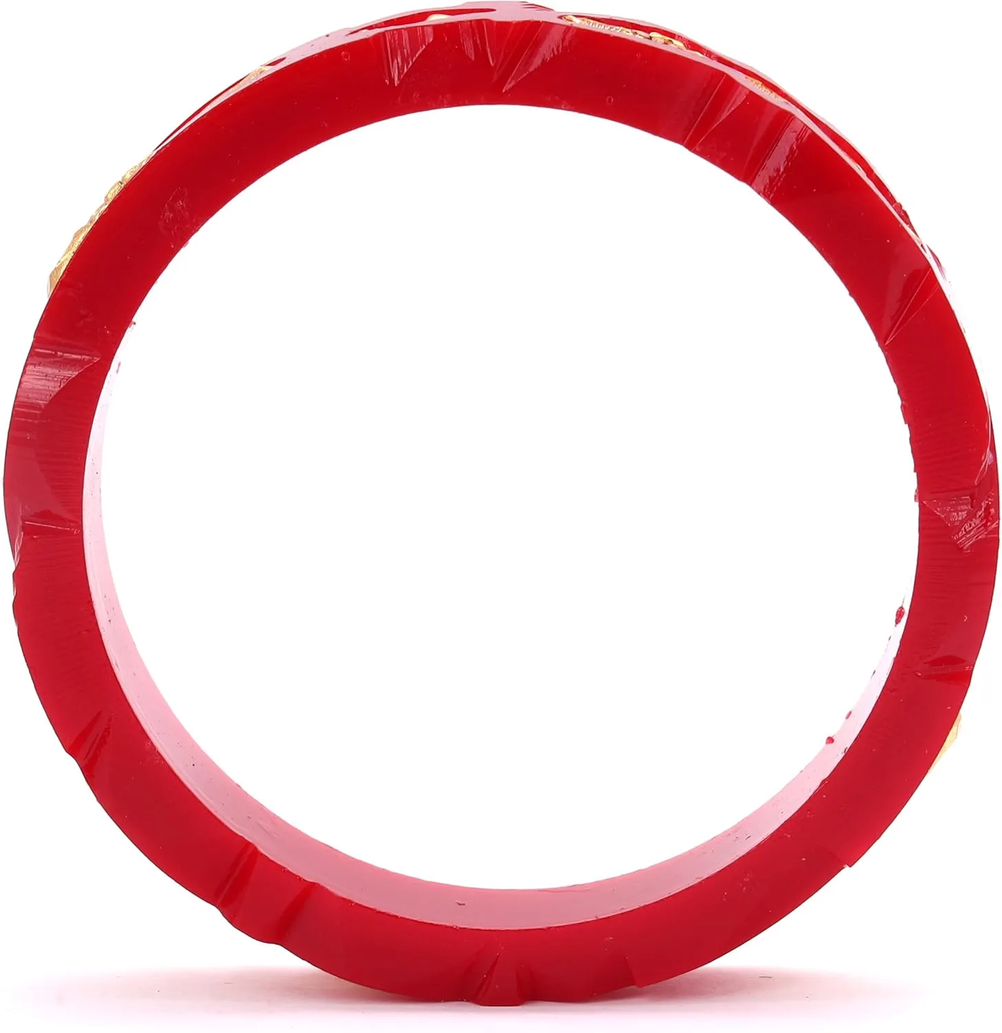 Gold Plated Red & White Color Curve Style Pola Bangles Set of 4 Gift For Her Women Jewelry Indian Bollywood Handcrafted Bangle Bracelets Kangan