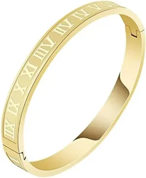 Gold Silver Plated Bracelets for Men Women Roman Numeral Bangle Bracelet Stainless Steel Personalized Engraved Unisex Gift