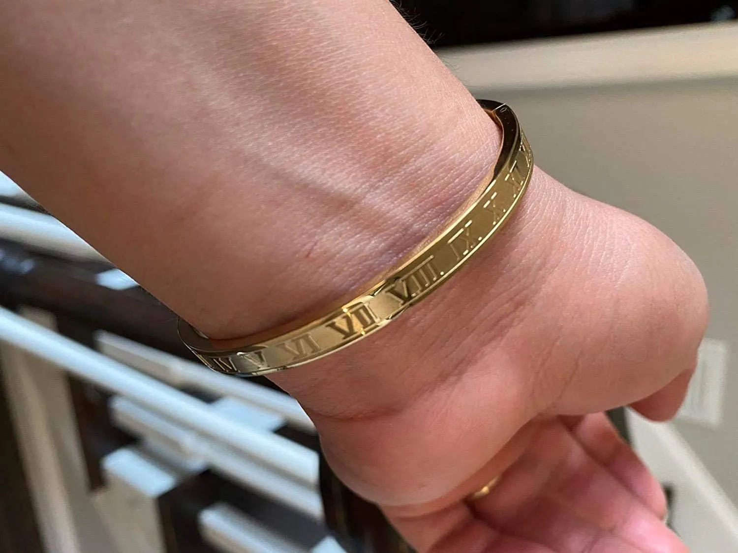 Gold Silver Plated Bracelets for Men Women Roman Numeral Bangle Bracelet Stainless Steel Personalized Engraved Unisex Gift
