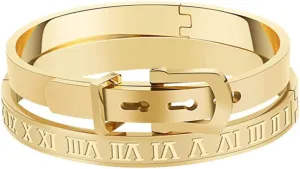 Gold Silver Plated Bracelets for Men Women Roman Numeral Bangle Bracelet Stainless Steel Personalized Engraved Unisex Gift