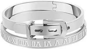 Gold Silver Plated Bracelets for Men Women Roman Numeral Bangle Bracelet Stainless Steel Personalized Engraved Unisex Gift