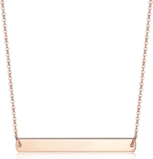 Gold Silver Rose Gold Horizontal Bar Necklace Stainless Steel 18K Gold Plated Bar Necklace Ladies Adjustable Chain