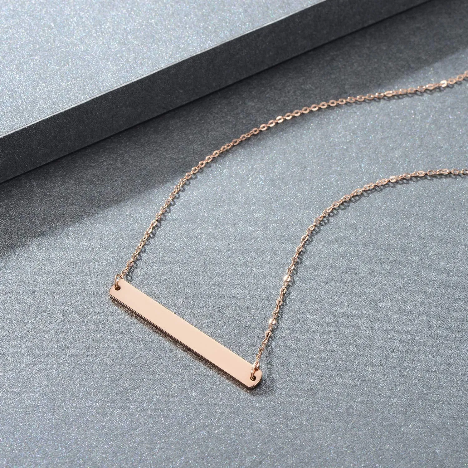 Gold Silver Rose Gold Horizontal Bar Necklace Stainless Steel 18K Gold Plated Bar Necklace Ladies Adjustable Chain