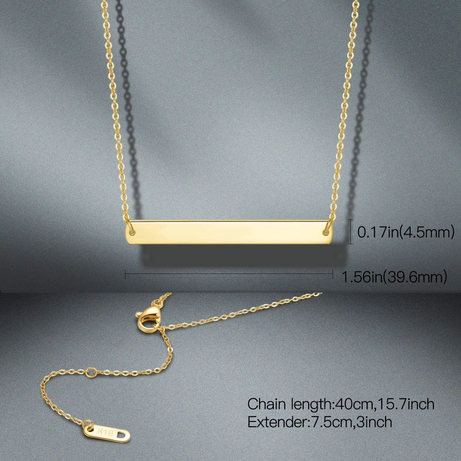 Gold Silver Rose Gold Horizontal Bar Necklace Stainless Steel 18K Gold Plated Bar Necklace Ladies Adjustable Chain
